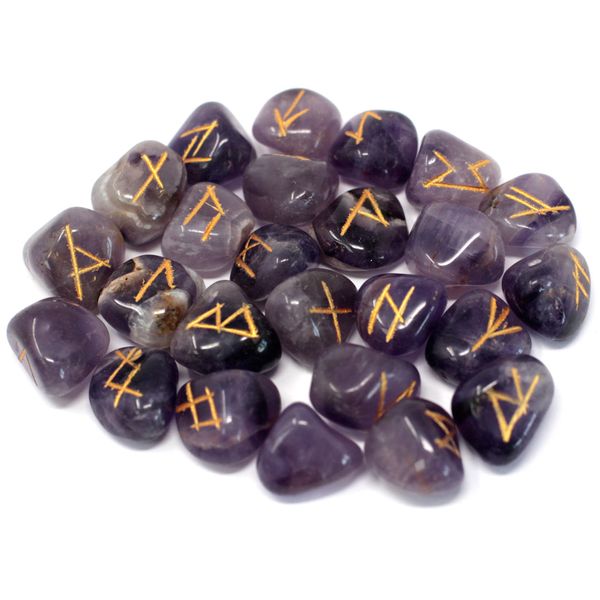 Indiase Runenstenen in Etui - Amethist