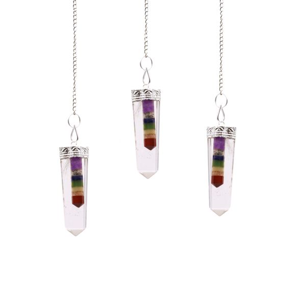 Kristal Pendel - 7 chakra-gebonden platte hangers met dunne punt