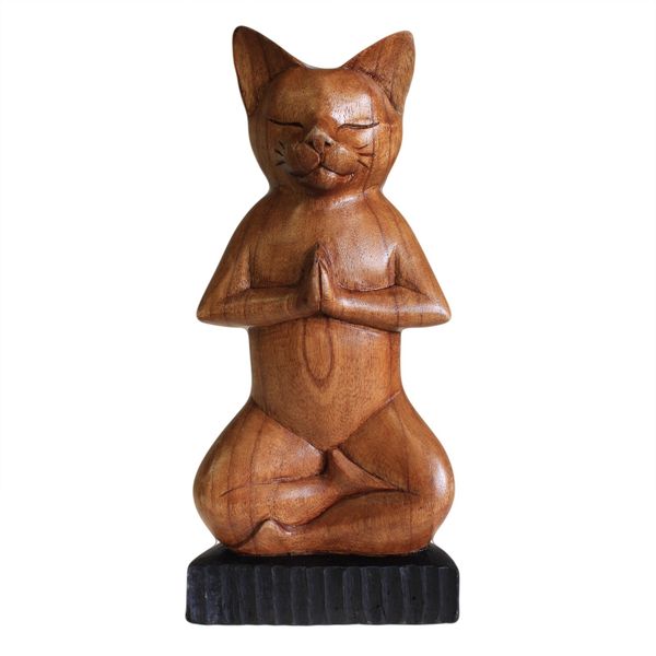 Handgesneden Yoga Katten - Lotus