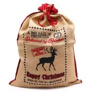 Jute Kerst Zak - Delivered By Reindeer