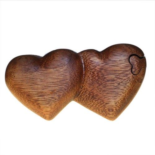 Houten Puzzel Doos uit Bali - Dubbel Hart