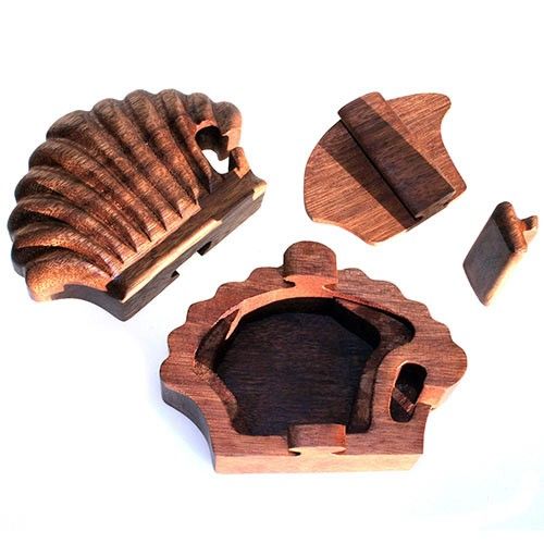 Houten Puzzel Doos uit Bali - Sea Shelee chelp