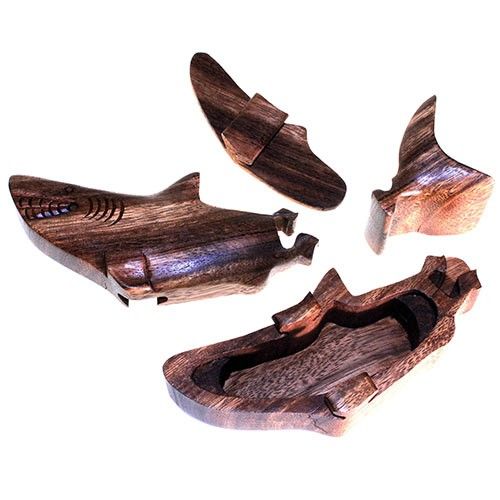 Houten Puzzel Doos uit Bali - Happy Haai