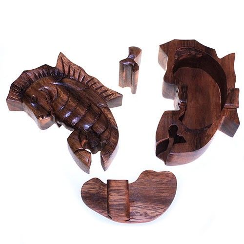 Houten Puzzel Doos uit Bali - Zeepaardje
