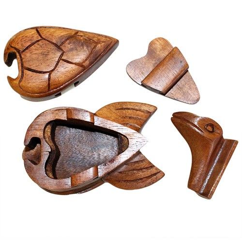 Houten Puzzel Doos uit Bali - Schildpad