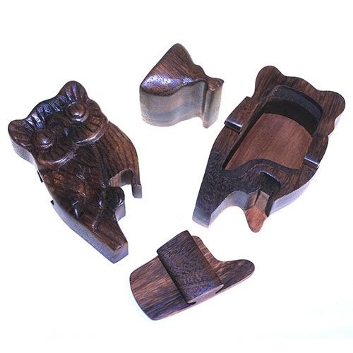 Houten Puzzel Doos uit Bali - Uil