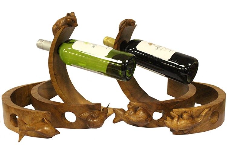 Houten Wijnfleshouder - Muis