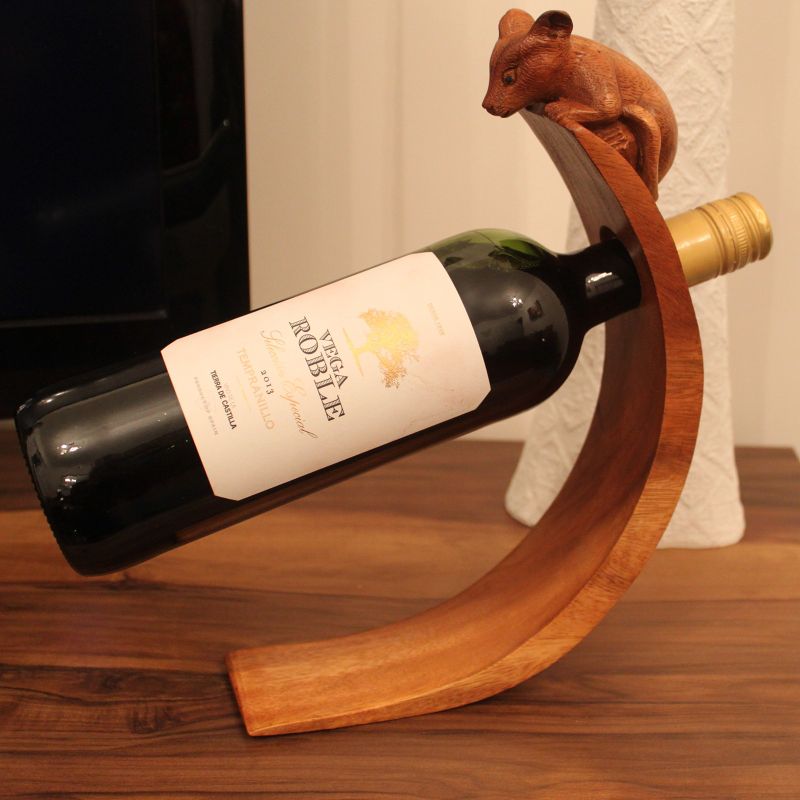 Houten Wijnfleshouder - Muis