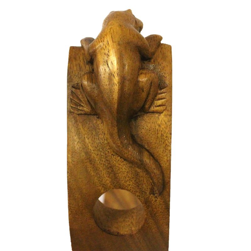 Houten Wijnfleshouder - Gecko