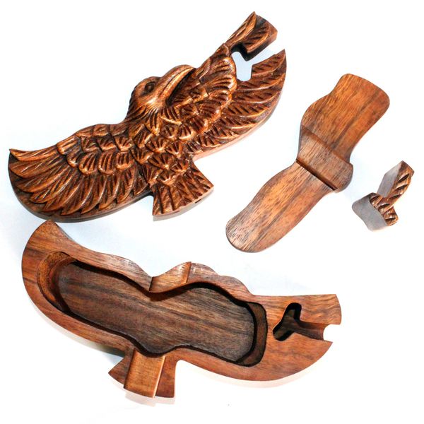 Houten Puzzel Doos uit Bali - Adelaar