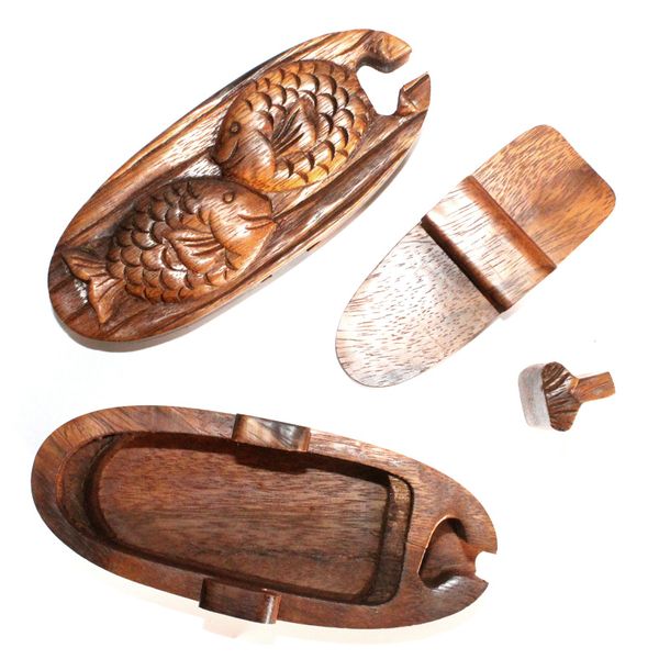Houten Puzzel Doos uit Bali - Vissen