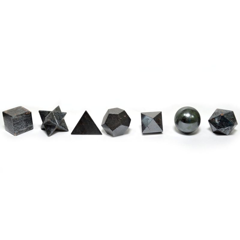 Geometrische Set van Zeven Stuks Zwarte Agaat