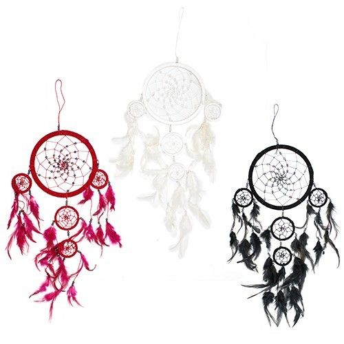 Bali Droomvangers - Large Rond - Zwart/Wit/Rood
