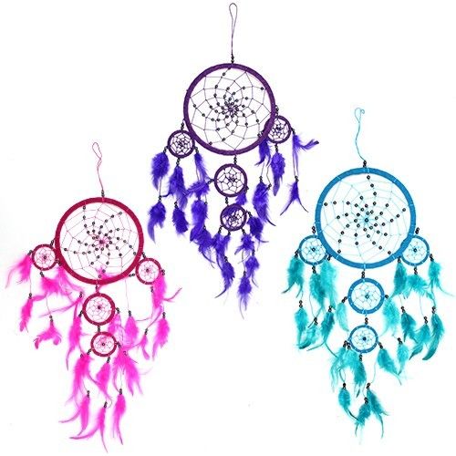 Bali Droomvangers - Large Rond- Turkoois/Roze/Paars