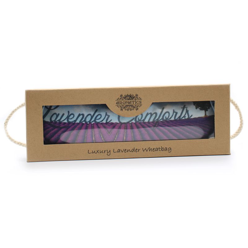 Luxe Katoenen Tarwe Nekkussen in Cadeau Verpakking - Lavendel - Lavendelveld Print