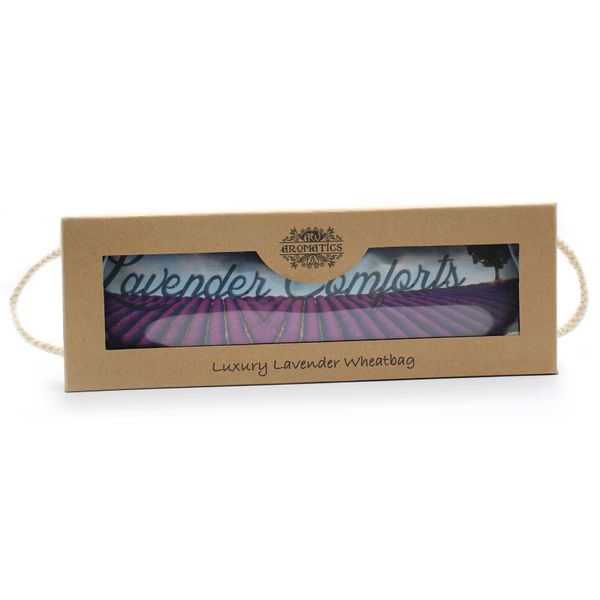 Luxe Katoenen Tarwe Nekkussen in Cadeau Verpakking - Lavendel - Lavendelveld Print