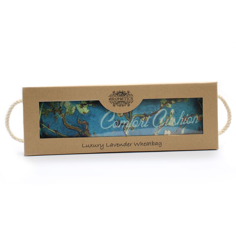 Luxe Katoenen Tarwe Nekkussen in Cadeau Verpakking - Lavendel - Bloesem Print