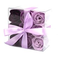 Set van 9 Zeep Rozen in Luxe Verpakking - Lavendel Rozen