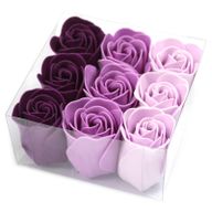 Set van 9 Zeep Rozen in Luxe Verpakking - Lavendel Rozen