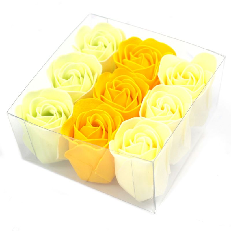 Set van 9 Zeep Rozen in Luxe Verpakking - Lente Roos