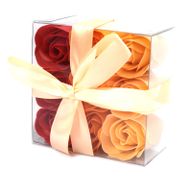 Set van 9 Zeep Rozen in Luxe Verpakking - Perzik Kleurige Rozen