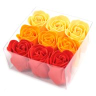 Set van 9 Zeep Rozen in Luxe Verpakking - Perzik Kleurige Rozen
