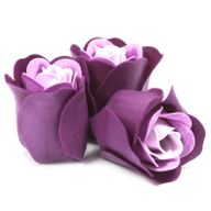 Set van 3 Zeep Rozen in Hartvormige Kado Verpakking - Lavendel Rozen