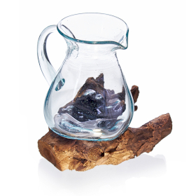 Gesmolten Glas op Houten Stronk - Water Kan