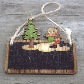 6x Pak van 2 Houten Ambachtelijke Kerst Decoratie- Sneeuwman & boom