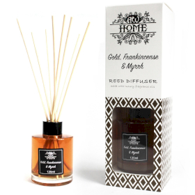 Aromatische Riet Diffuser Luchtverfrisser - 120ml - Goud, Wierook en Mirre