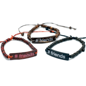 6x Kokos Slogan Armbanden - #Friends