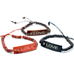 6x Kokos Slogan Armbanden - #Love