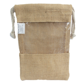 6x Jute Zakje met Kijkvenster - Groot - 25 x 16cm