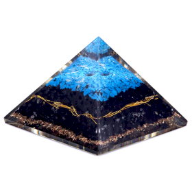 Orgonite Piramide - Large - 70mm - Turqoise en Zwarte Toermalijn