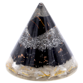 Orgonite Kegel - 90mm - Seleniet en Zwart Toermalijnkoper