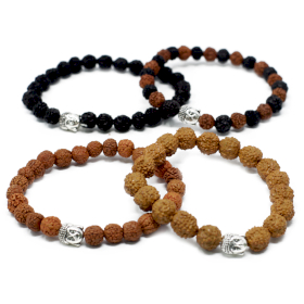 12x Rudraksha Boeddha Armbanden - Mix