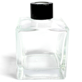 6x Glazen Diffusie Fles met Dop - Vierkant 200ml - Kleur Transparant