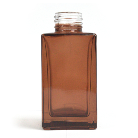 6x Glazen Diffusie Fles - Vierkant 100 ml - Kleur Amber
