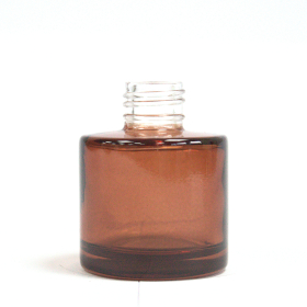 6x Glazen Diffusie Fles - Rond - 50 ml - Kleur Amber