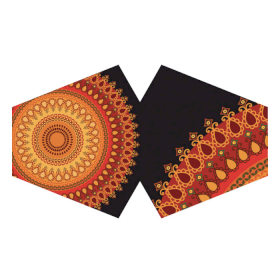 3x Herbruikbare Modieuse Gezichtsmaskers- Oranje Mandala (Volwassen)