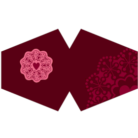 3x Herbruikbare Modieuse Gezichtsmaskers - Red Mandala Heart  (Volwassen)