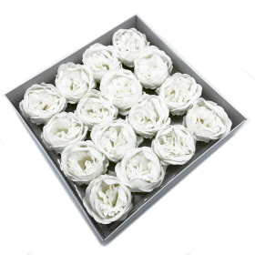 16x Ambachtelijke Zeep Bloem - Extra Large Pioen - Wit