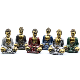 6x Boeddha Beeldjes - Mini - Goud - Gemengde kleuren