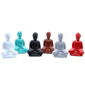6x Boeddha Beeldjes - Mini - Matt - Gemengde kleuren