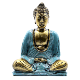 Boeddha Beeldje - Medium - Teal & Goud