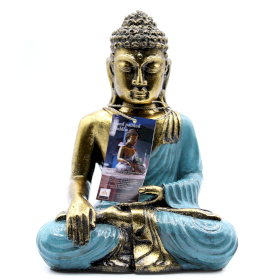 Boeddha Beeldje Kaarshouder - Large Teal & Goud