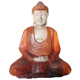 Handgesneden Boeddha Beeld - 30cm - Handen in Schoot