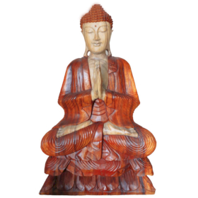 Hand Gesneden Boeddha Beeld - 80cm Bidden