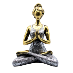 Yoga Beeldje - Vrouw - Brons & Zilver - 24cm