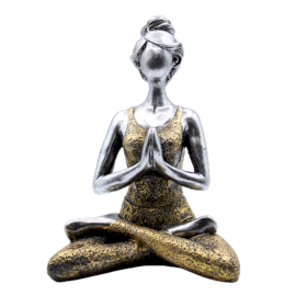 Yoga Beeldje - Vrouw - Zilver & Goud - 24cm